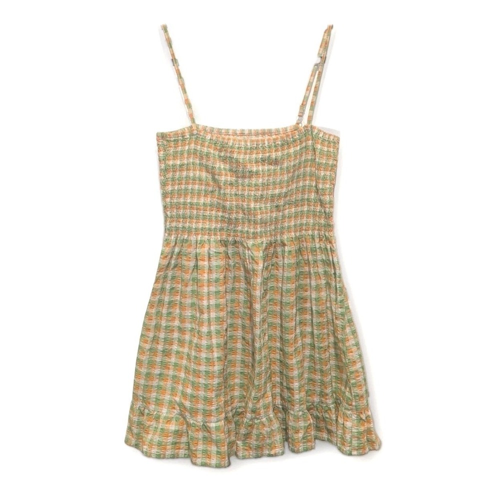 Garden Party Resort Mini Dress Smocked Gingham Festival Collusion US 6